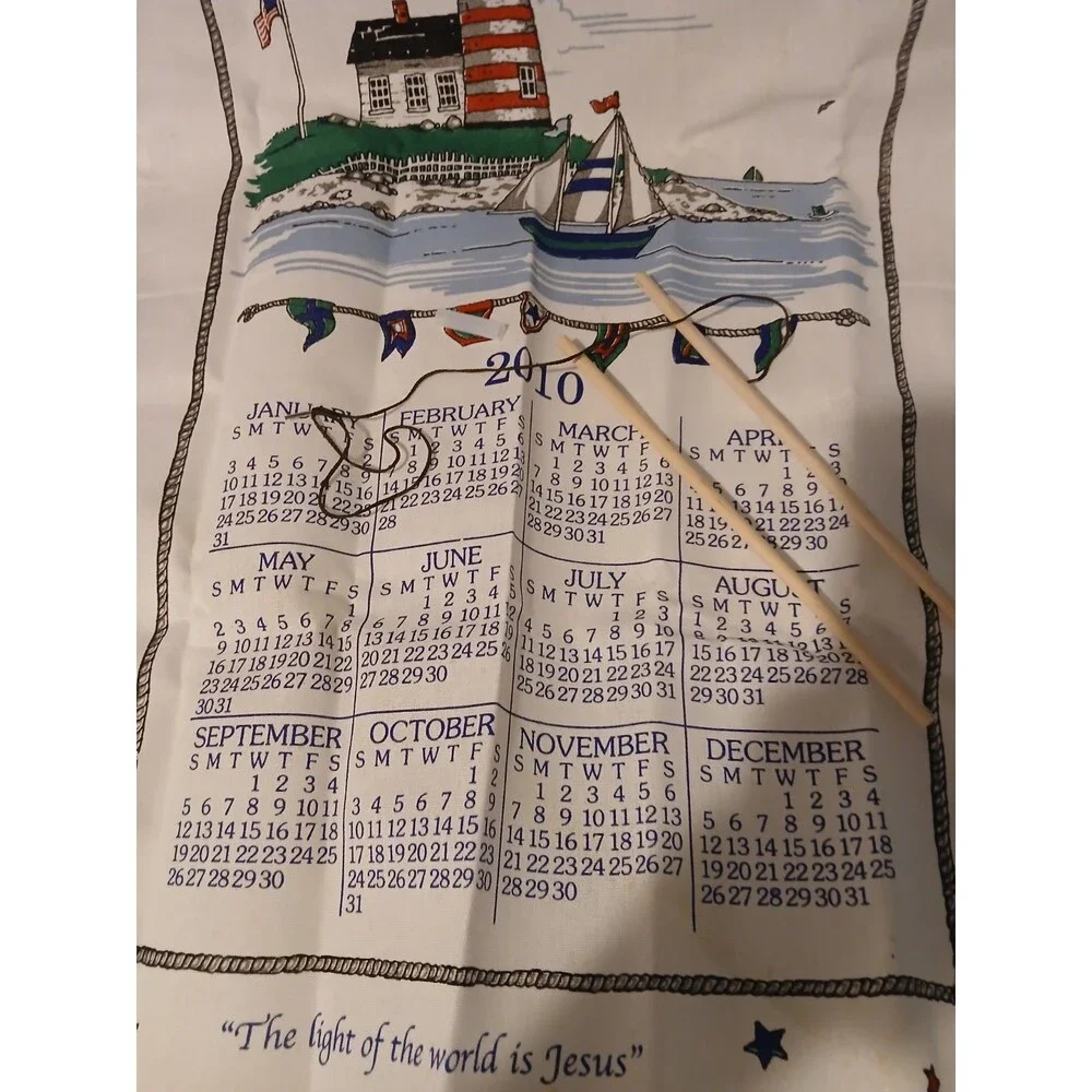 Kay Dee Designs   Sea  Lighthouse Sailboat  Linen Calendar Towel  W Box  2010